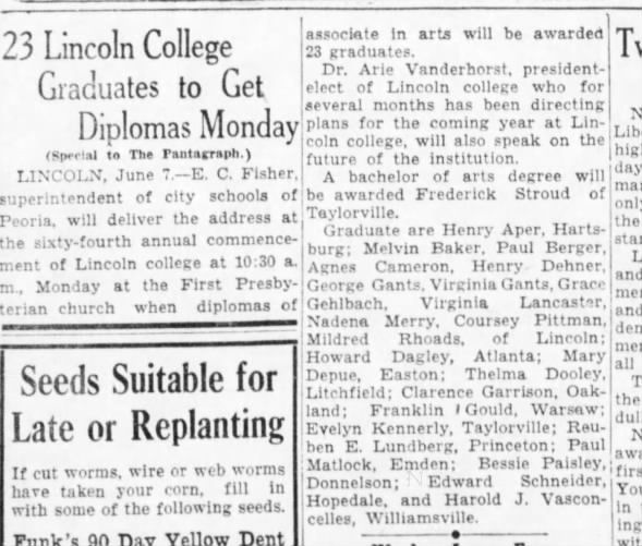 Clipping from The Pantagraph
